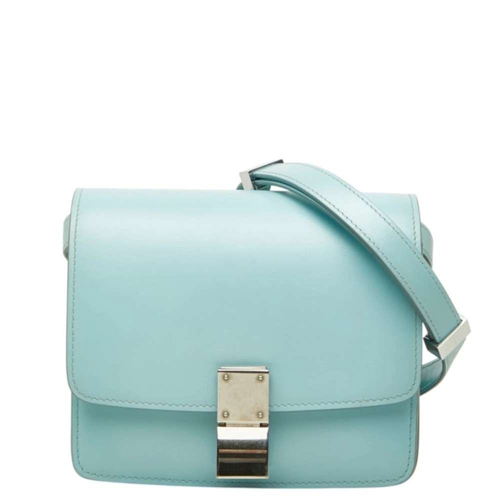 Celine Classic Box Crossbody Shoulder Bag, Blue Leather, Women's CELINE